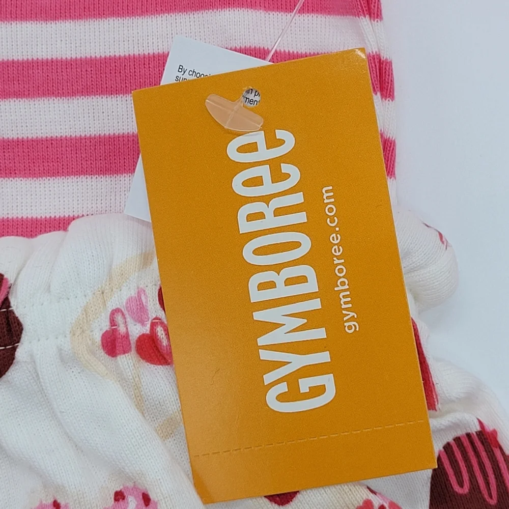 Gymboree Dress Pink White Berry Stripe Cupcake Hearts Strawberry Sz 12-18mo NEW